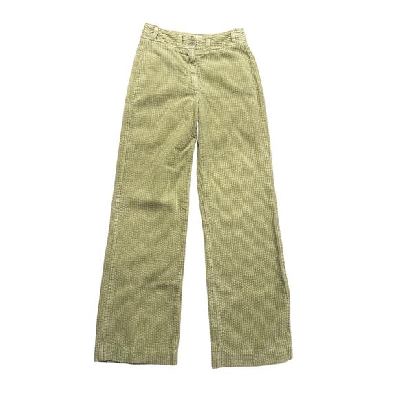 Paloma Wool Wide Leg Hi Waisted Corduroy Flared Trousers Jeans Lime Green, 2 - Picture 1 of 10